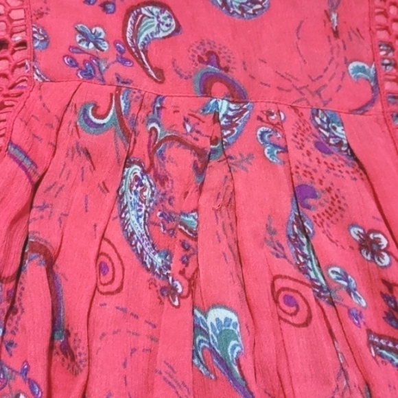 Free People Just The Two Of Us Printed Tunic Pink/Red Size Small - Picture 16 of 16